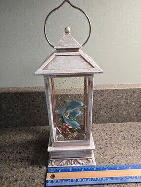 Dolphins Lighted Glitter Water Globe Lantern